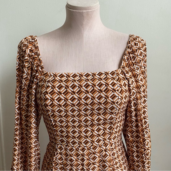 Faithful The Brand Boyd Mini Dress Del Camaron Print Tan - Picture 7 of 13
